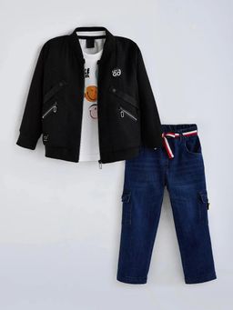 Hopscotch - Boys Multi-Colour Cotton T-shirt and Jeans with Jacket