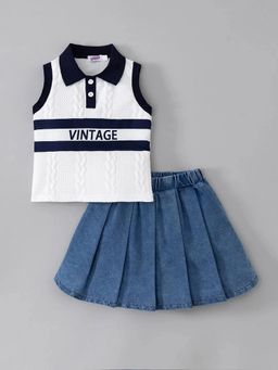 Hopscotch - Girls Multi-Colour Polyester Blend Top with Skirt