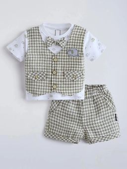 Hopscotch - Boys Green Cotton T-shirt with Shorts
