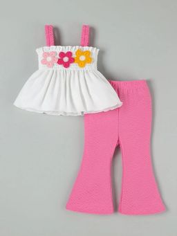 Hopscotch - Girls Pink Polyester Top with Pant