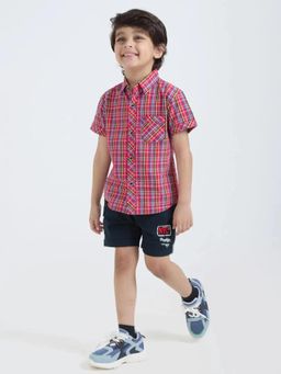 Hopscotch - Boys Red Cotton Shirt with Short