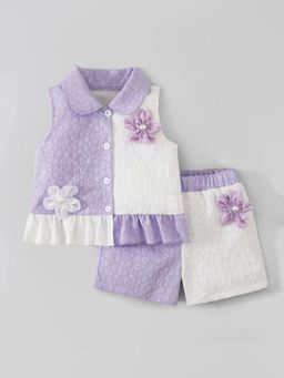 Hopscotch - Girls Purple Polyester Blend Top with Short