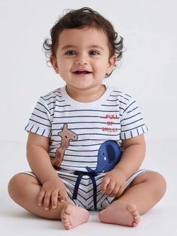 Hopscotch - Boys White Cotton T-shirt with Short