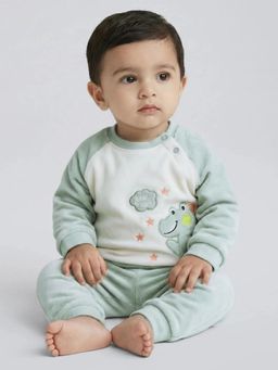 Hopscotch - Boys Olive Polyester Sweatshirt with Joggers