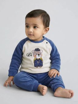 Hopscotch - Boys Navy Blue Polyester Sweatshirt with Joggers