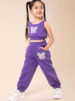 Hopscotch - Girls Lavender Cotton T-shirt with Joggers