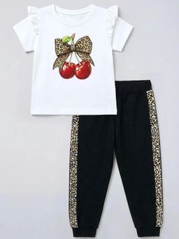 Hopscotch - Girls White Cotton Blend Top with Pant