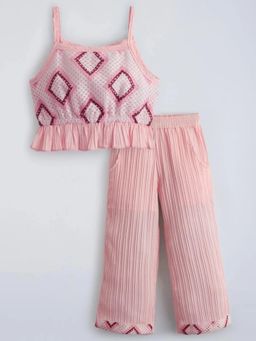 Hopscotch - Girls Pink Rayon Top with Pant