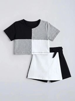Hopscotch - Girls Multi-Colour Cotton T-shirt with Shorts