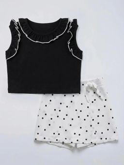 Hopscotch - Girls Black Cotton Top with Short