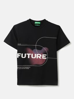 United Colors of Benetton - Girls Black Pure Cotton T-shirt