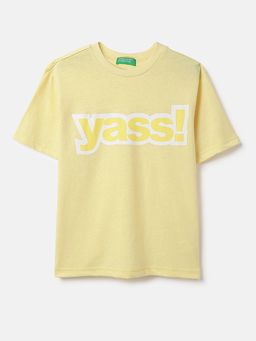 United Colors of Benetton - Girls Yellow Pure Cotton T-shirt