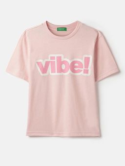 United Colors of Benetton - Girls Peach Pure Cotton T-shirt