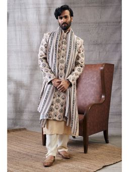 Soup by Sougat Paul - Sarouk Printed Sherwani (Set of 4)