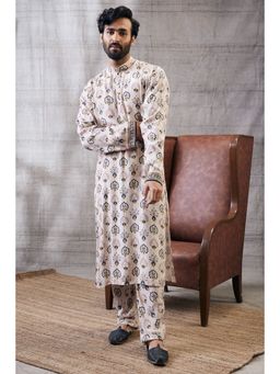 Soup by Sougat Paul - Sarouk Beige Printed Kurta (Set of 2)
