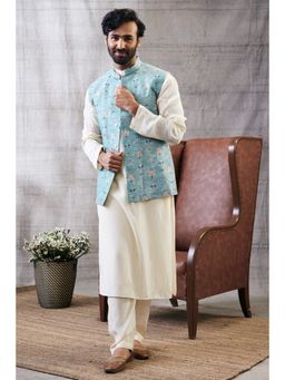 Soup by Sougat Paul - Sarouk Printed Bundi With Kurta (Set of 3)