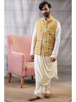 Soup by Sougat Paul - Zahra Sequin Bundi With Drape Kurta (Set of 3)