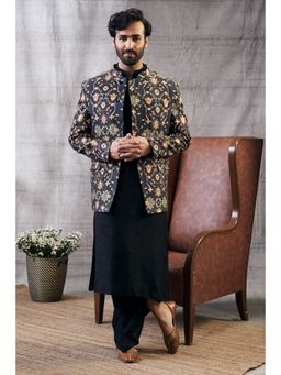 Soup by Sougat Paul - Zahra Printed Jacket With Dhoti (Set of 3)