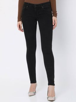 VERO MODA - Women Solid Black Mid Waist Ankle Length Jeans (32)
