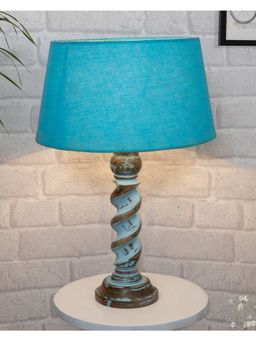 Homesake - Rope Blue Bedside Table Lamp Turquoise Shade
