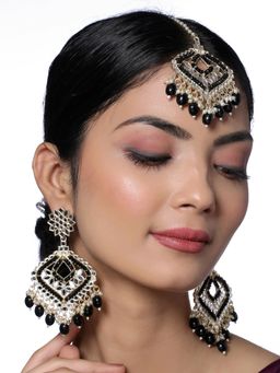 VIRAASI - Gold-Plated Mirror Work Maang Tikka With Earrings (Set of 2)