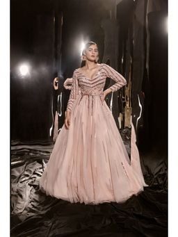 Masumi Mewawalla - Pinkish Nude Embroidered Gown