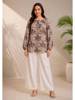 PANCHRANGA - Multi-Color-Gulnaar Hand Block Cotton Top
