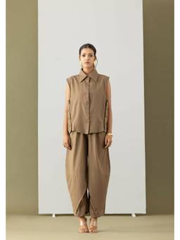 MARKKAH STUDIO - Beige Brun Oxford Coord Set