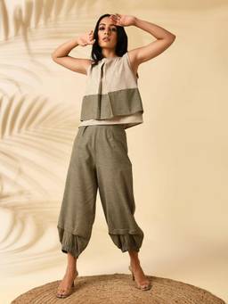 MARKKAH STUDIO - Olive Safari Top with Pants