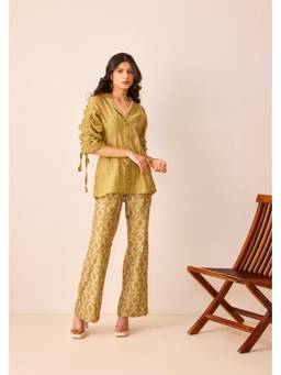 THE RIGHT CUT - Green Chanderi Silk Top