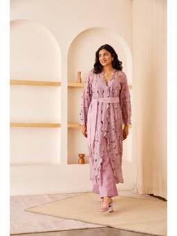 THE RIGHT CUT - Lavender Chanderi Silk Embroidered Jacket