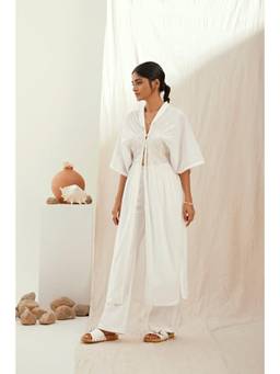 THE RIGHT CUT - White Cotton Long Jacket