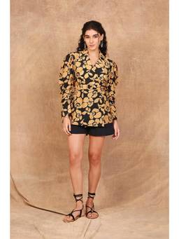 THE RIGHT CUT - Mustard Abstract Florets Jacket