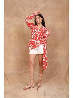 THE RIGHT CUT - Red Abstract Blossom Jacket