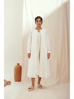 THE RIGHT CUT - White Cotton Long Jacket