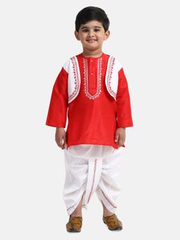 BownBee - Attached Jacket Dhoti Kurta -red (Set of 2)