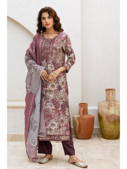 Nehamta - Purple Cotton Floral Print Kurta with Pant and Dupatta (Set of 3)