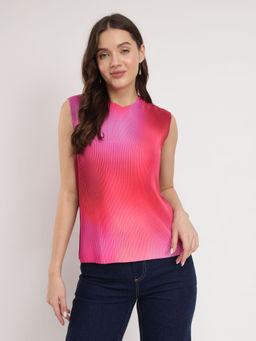 FableStreet - Ombre Pleated Pink Top