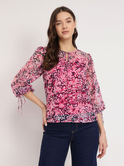 FableStreet - Animal Print Pink Top
