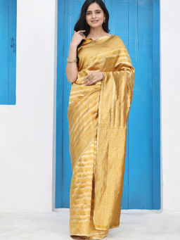 Suha - Women Fashion Ethnic Silk Blend Mustard Saree with Unstitched Blouse
