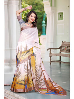 Suha - Women Fashion Ethnic Pure Cotton White Saree with Unstitched Blouse