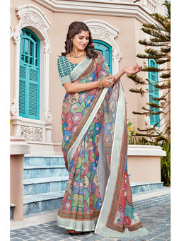 Suha - Women Fashion Ethnic Pure Cotton Multi-Color Saree with Unstitched Blouse