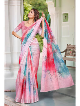Suha - Women Fashion Ethnic Pure Cotton Multi-Color Saree with Unstitched Blouse