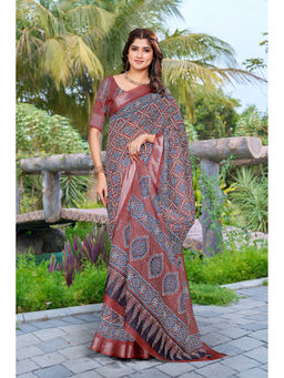 Suha - Women Fashion Ethnic Pure Cotton Multi-Color Saree with Unstitched Blouse