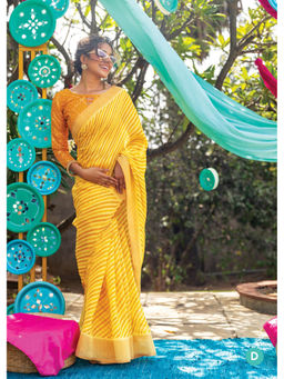 Suha - Women Fashion Ethnic Pure Cotton Yellow Saree with Unstitched Blouse