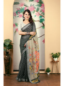 Suha - Women Fashion Ethnic Pure Cotton Black Saree with Unstitched Blouse