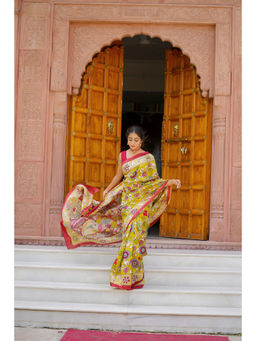 Suha - Women Fashion Ethnic Pure Cotton Green Saree with Unstitched Blouse