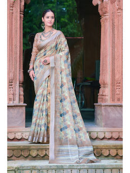 Suha - Women Fashion Ethnic Pure Cotton Multi-Color Saree with Unstitched Blouse