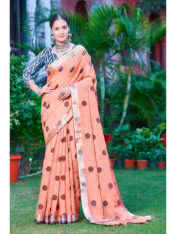 Suha - Women Fashion Ethnic Pure Cotton Orange Saree with Unstitched Blouse