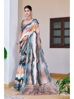 Suha - Women Fashion Ethnic Pure Cotton Multi-Color Saree with Unstitched Blouse